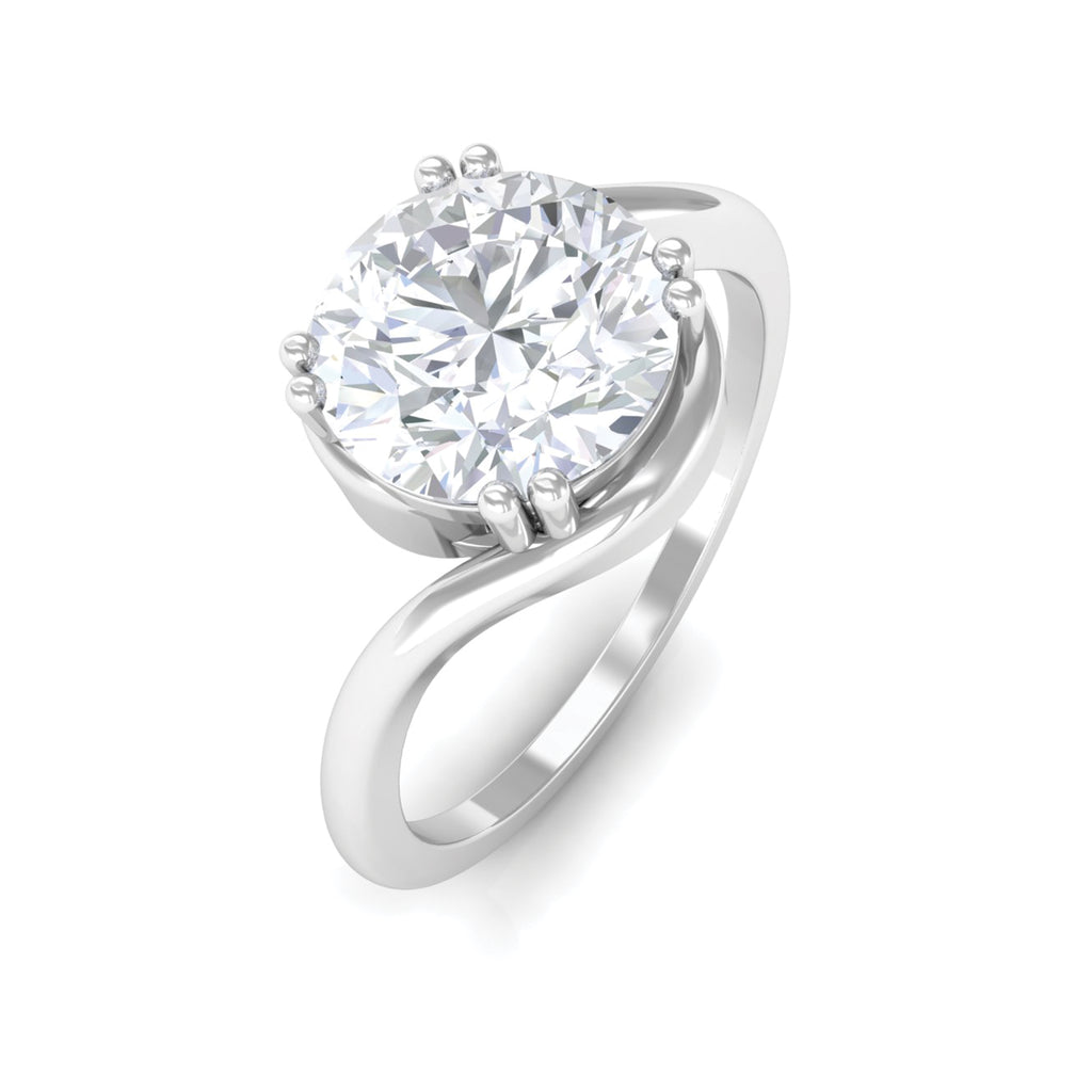 2 CT Round Moissanite Bypass Engagement Ring in Gold Moissanite - ( D-VS1 ) - Color and Clarity - Rosec Jewels