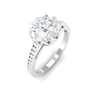 2.50 CT Round Moissanite Solitaire Engagement Ring with Side Stones Moissanite - ( D-VS1 ) - Color and Clarity - Rosec Jewels