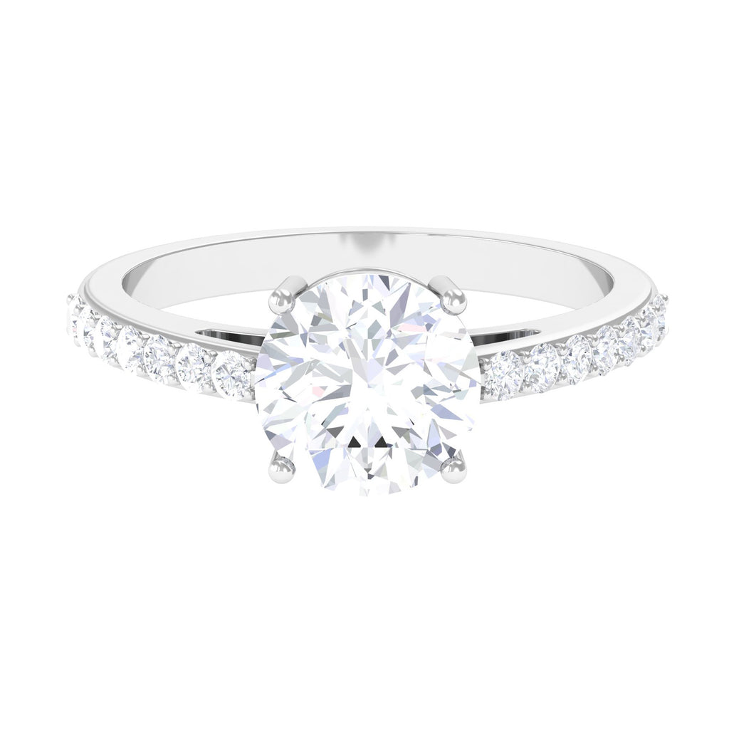 3 CT Round Shape Certified Moissanite Solitaire Engagement Ring Moissanite - ( D-VS1 ) - Color and Clarity - Rosec Jewels