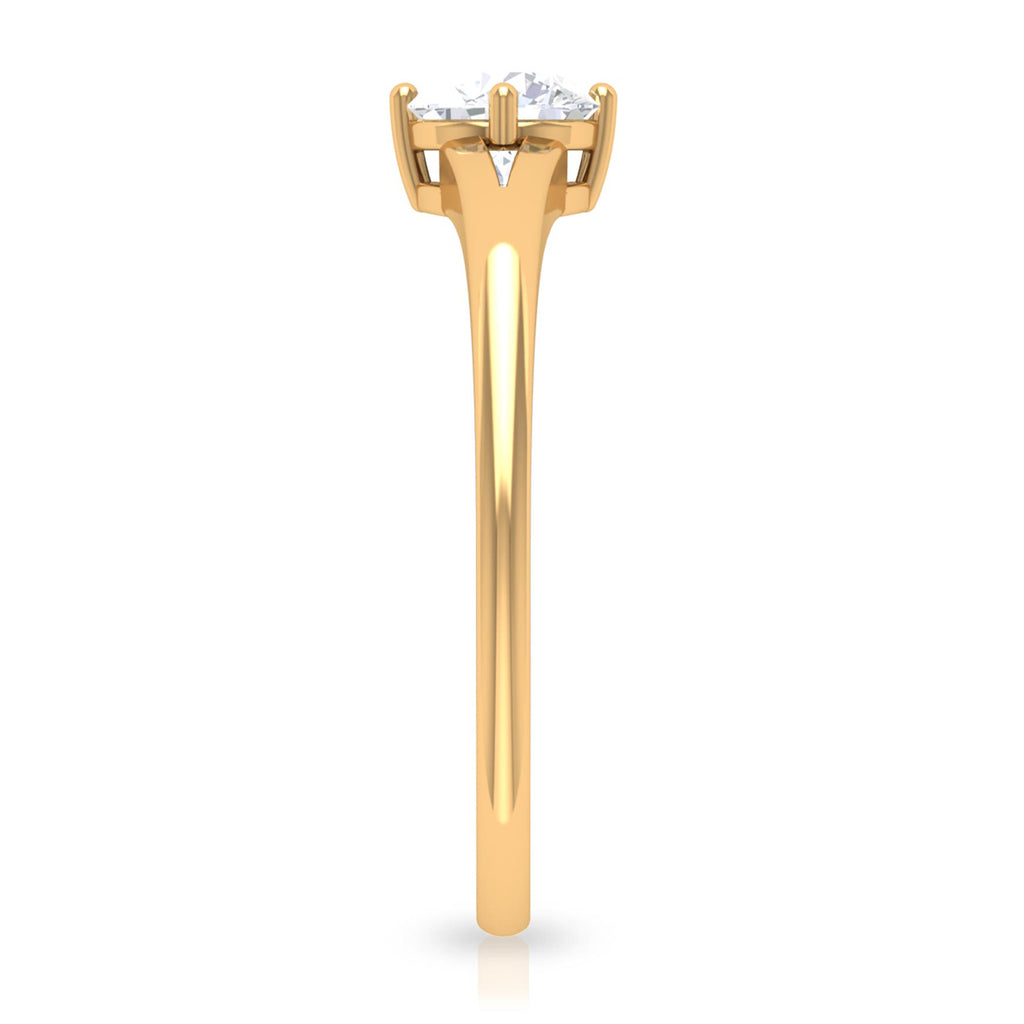5 MM Round Cut Zircon Solitaire Ring in Gold with Split Shank Zircon - ( AAAA ) - Quality - Rosec Jewels