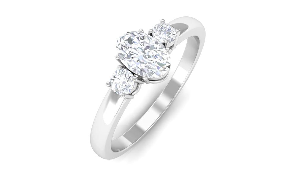 3 Stone Moissanite Minimal Promise Ring Moissanite - ( D-VS1 ) - Color and Clarity - Rosec Jewels