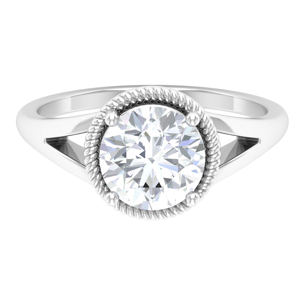 2 CT Split Shank Solitaire Moissanite Engagement Ring Moissanite - ( D-VS1 ) - Color and Clarity - Rosec Jewels