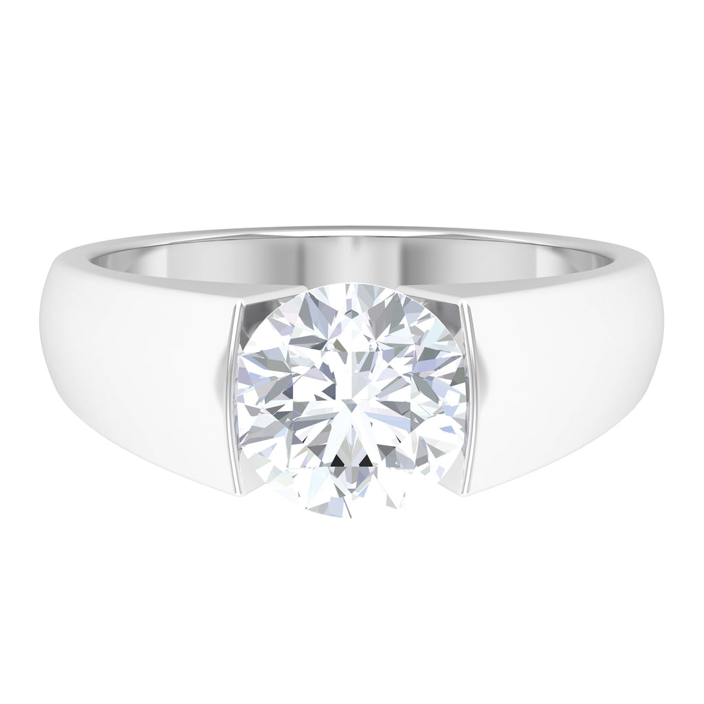 8 MM Round Cut Moissanite Solitaire Band in Tension Mount Setting Moissanite - ( D-VS1 ) - Color and Clarity - Rosec Jewels