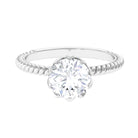2 CT Minimal Moissanite Solitaire Gold Ring with Twisted Rope Details Moissanite - ( D-VS1 ) - Color and Clarity - Rosec Jewels
