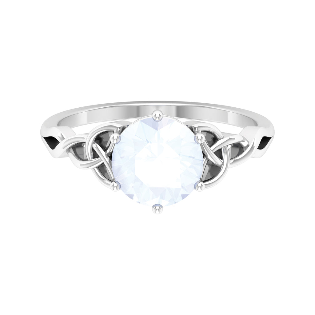 Solitaire Moonstone Celtic Engagement Ring in 6 Prong Setting Moonstone - ( AAA ) - Quality - Rosec Jewels