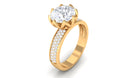 White Moissanite Round Cut Solitaire Ring with Side Stones Moissanite - ( D-VS1 ) - Color and Clarity - Rosec Jewels