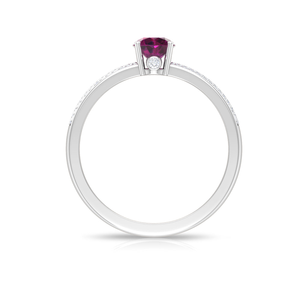 1.50 CT Solitaire Rhodolite and Diamond Engagement Ring Rhodolite - ( AAA ) - Quality - Rosec Jewels