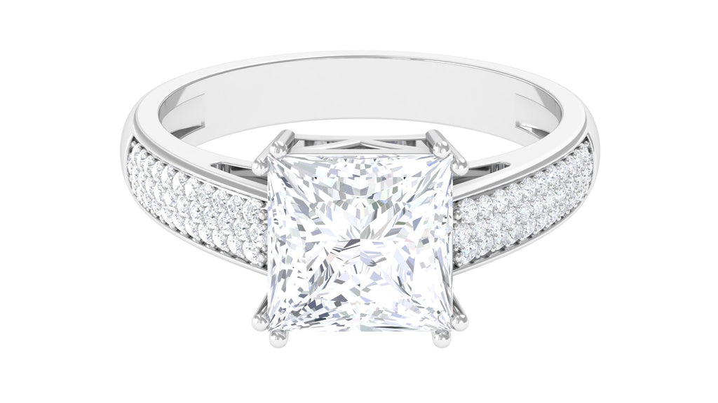8 MM Princess Cut Moissanite Solitaire Engagement Ring Moissanite - ( D-VS1 ) - Color and Clarity - Rosec Jewels