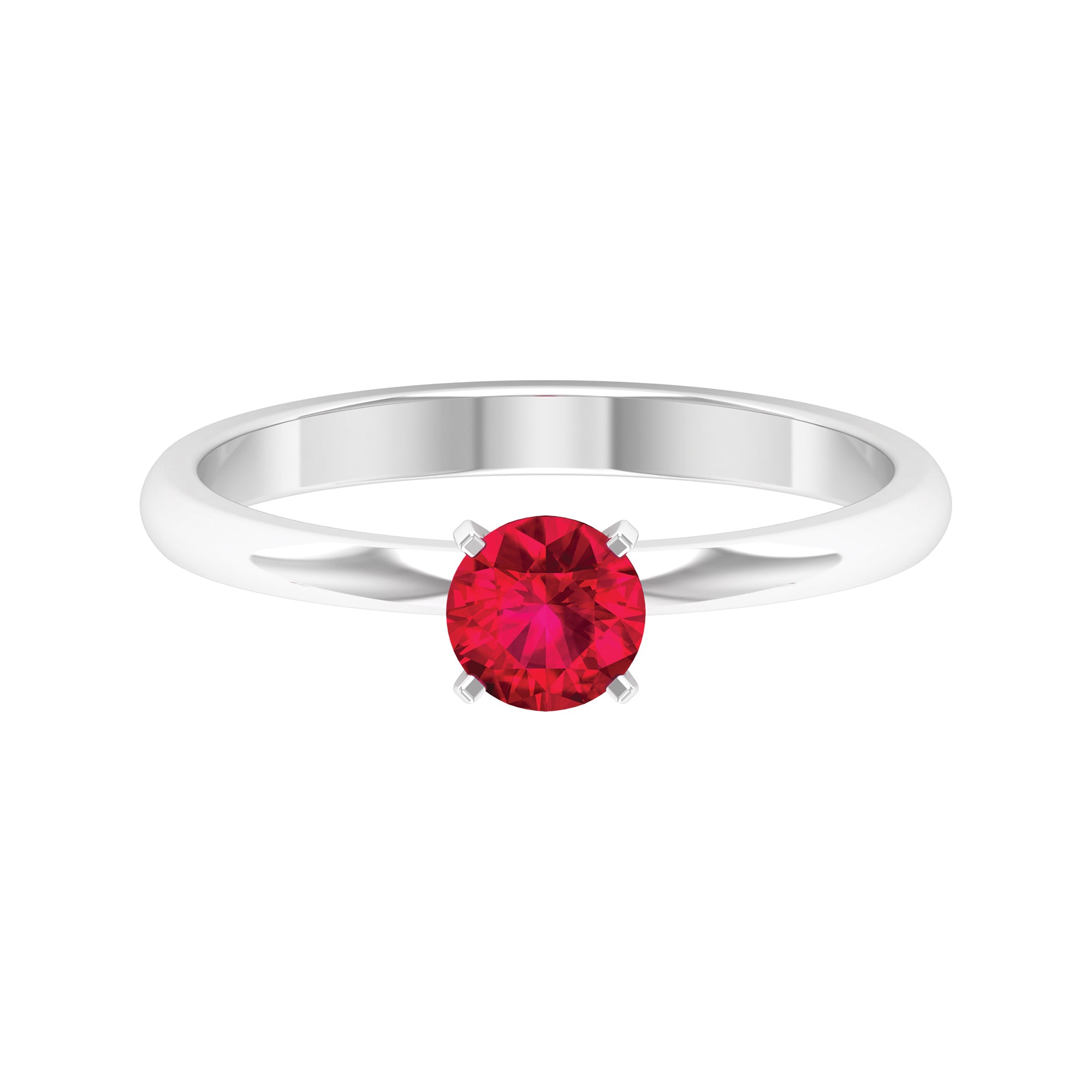 July Birthstone 5 MM Ruby Solitaire Ring in Peg Head Setting Ruby - ( AAA ) - Quality - Rosec Jewels