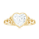 Heart Shape Moissanite Solitaire Celtic Knot Ring in Bezel Setting Moissanite - ( D-VS1 ) - Color and Clarity - Rosec Jewels