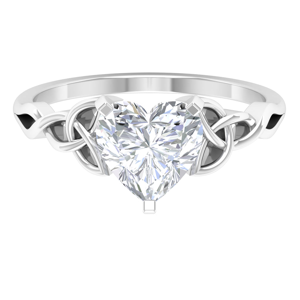 2 CT Celtic Detail Moissanite Heart Engagement Ring in Gold Moissanite - ( D-VS1 ) - Color and Clarity - Rosec Jewels