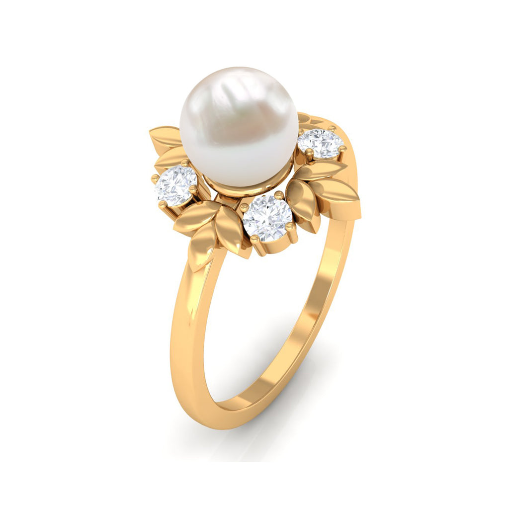 2.5 CT Freshwater Pearl Cocktail Engagement Ring with Diamond Freshwater Pearl - ( AAA ) - Quality - Rosec Jewels