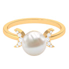 Freshwater Pearl and Diamond Designer Engagement Ring Freshwater Pearl - ( AAA ) - Quality - Rosec Jewels