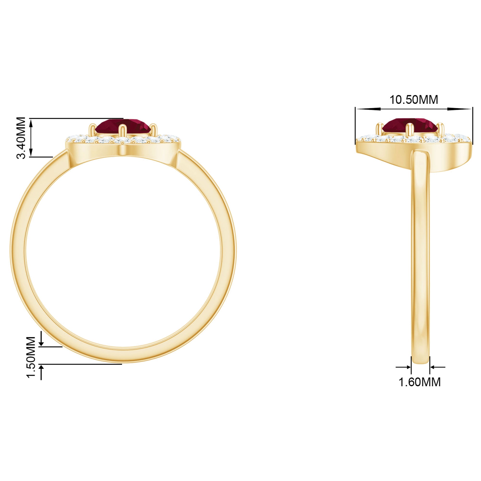 Ruby and Diamond Heart Halo Ring Ruby - ( AAA ) - Quality - Rosec Jewels