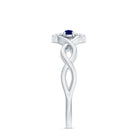 1/4 CT Real Blue Sapphire Flower Ring with Diamond Accent Blue Sapphire - ( AAA ) - Quality - Rosec Jewels