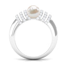 2.50 CT Freshwater Pearl and Diamond Engagement Ring Freshwater Pearl - ( AAA ) - Quality - Rosec Jewels