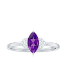 Marquise Solitaire Amethyst Engagement Ring with Diamond Amethyst - ( AAA ) - Quality - Rosec Jewels