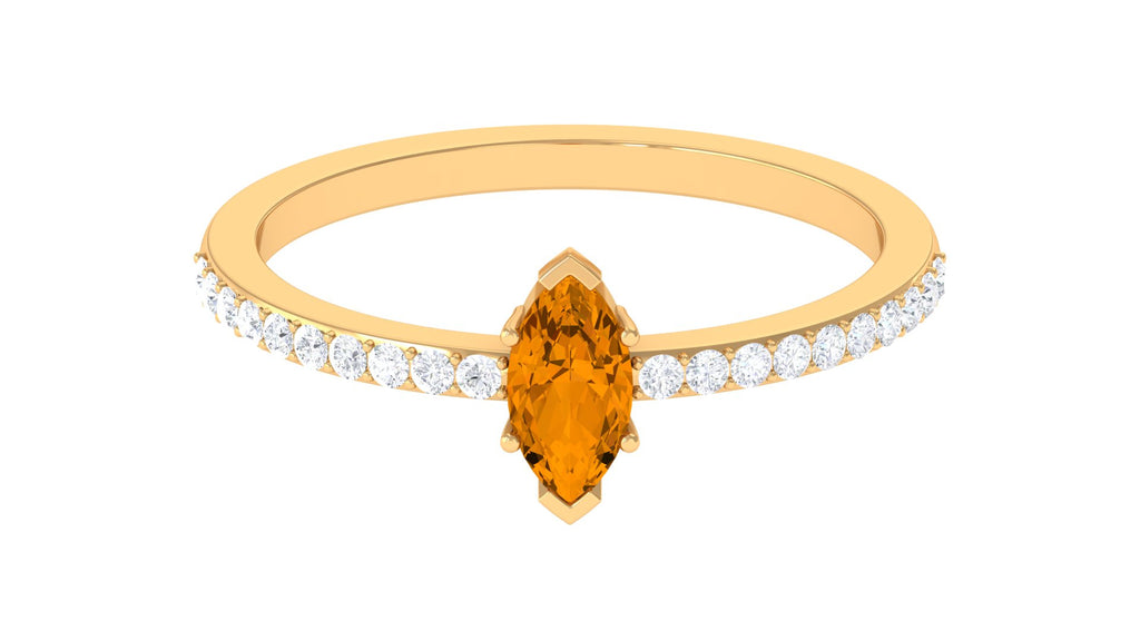 0.50 CT Elegant Citrine and Diamond Minimal Promise Ring Citrine - ( AAA ) - Quality - Rosec Jewels
