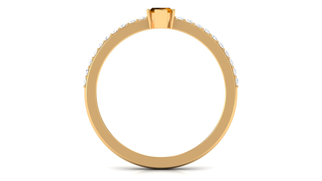 0.50 CT Elegant Citrine and Diamond Minimal Promise Ring Citrine - ( AAA ) - Quality - Rosec Jewels