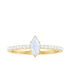 3/4 CT Minimal Marquise Cut Moonstone and Diamond Promise Ring Moonstone - ( AAA ) - Quality - Rosec Jewels
