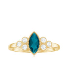 1 CT Marquise London Blue Topaz Solitaire Ring with Diamond Trio London Blue Topaz - ( AAA ) - Quality - Rosec Jewels
