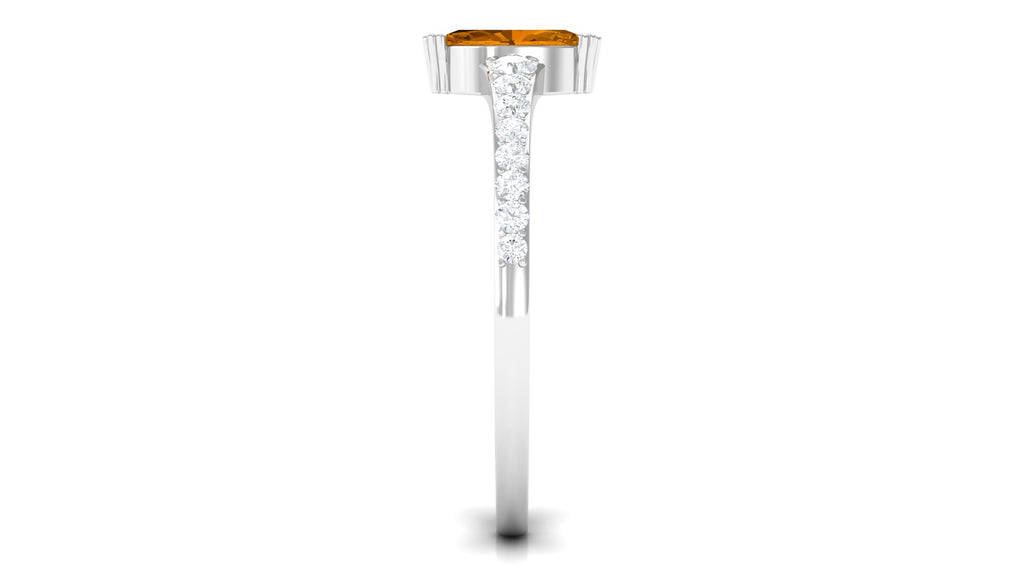 0.75 CT Marquise Cut Citrine Promise Ring with Diamond Stones Citrine - ( AAA ) - Quality - Rosec Jewels