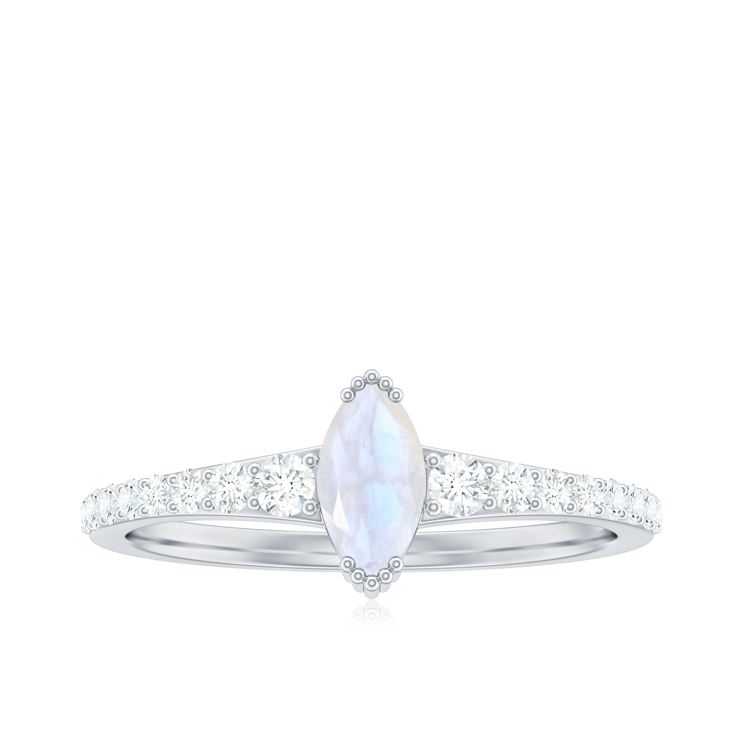 1 CT Natural Moonstone and Diamond Minimal Promise Ring Moonstone - ( AAA ) - Quality - Rosec Jewels