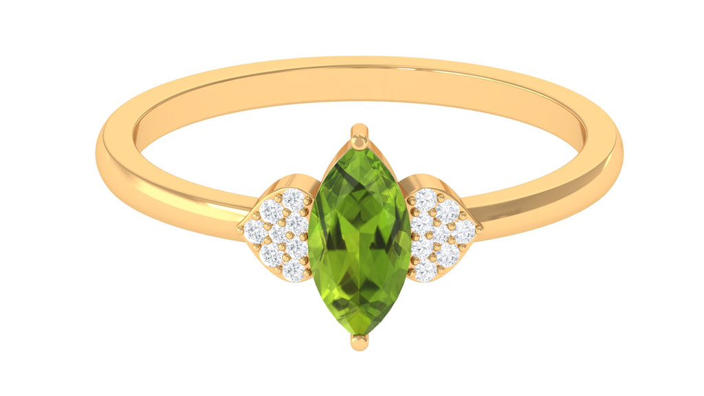 0.75 CT Real Peridot Engagement Ring with Diamond Stones Peridot - ( AAA ) - Quality - Rosec Jewels