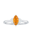 Marquise Solitaire Fire Opal Engagement Ring with Diamond Fire Opal - ( AAA ) - Quality - Rosec Jewels