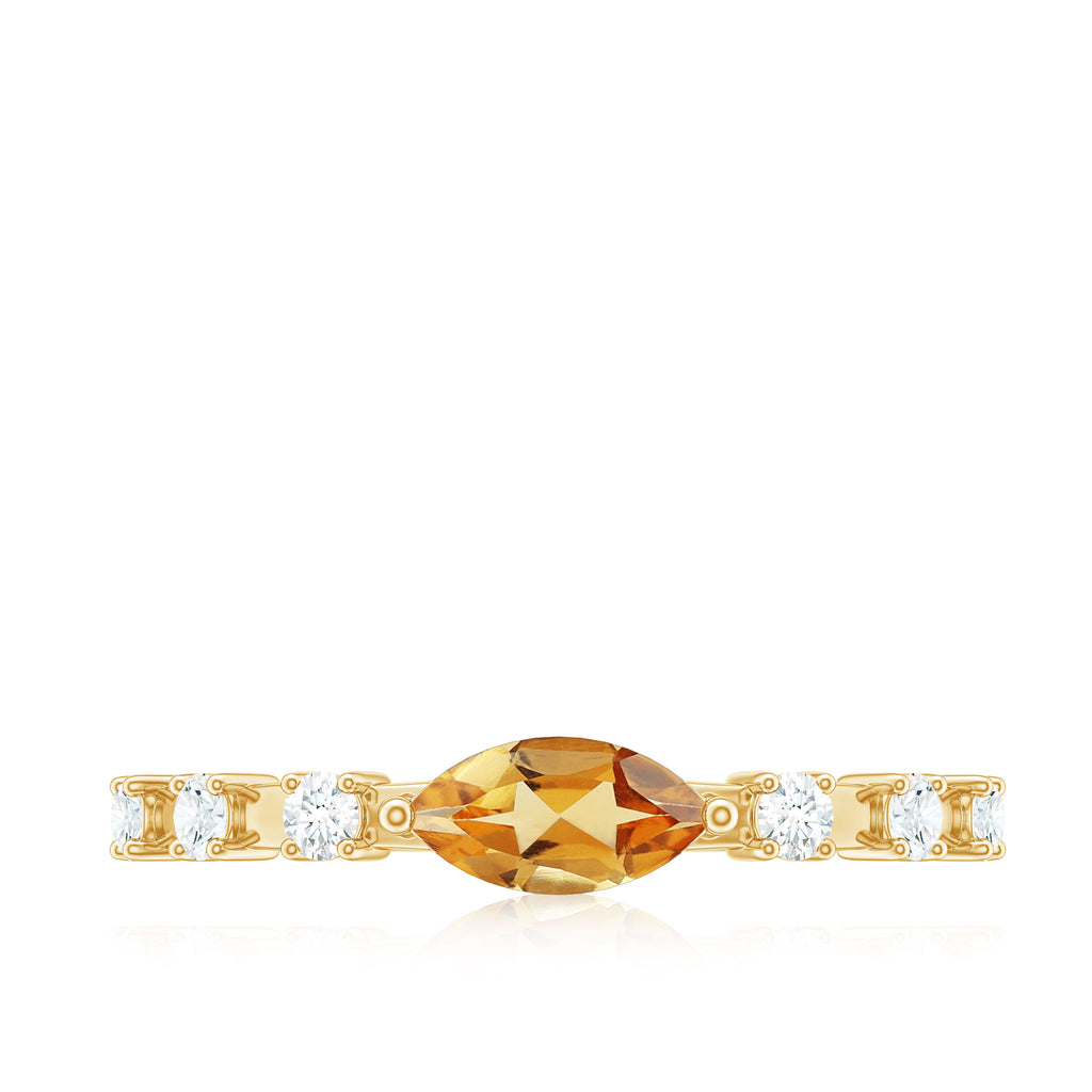 0.50 CT Natural Citrine East West Ring with Diamond Stones Citrine - ( AAA ) - Quality - Rosec Jewels