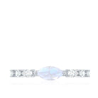 3/4 CT Minimal Moonstone East West Solitaire Ring with Diamond Moonstone - ( AAA ) - Quality - Rosec Jewels