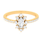 1 CT Marquise Zircon Cluster Engagement Ring in Gold Zircon - ( AAAA ) - Quality - Rosec Jewels