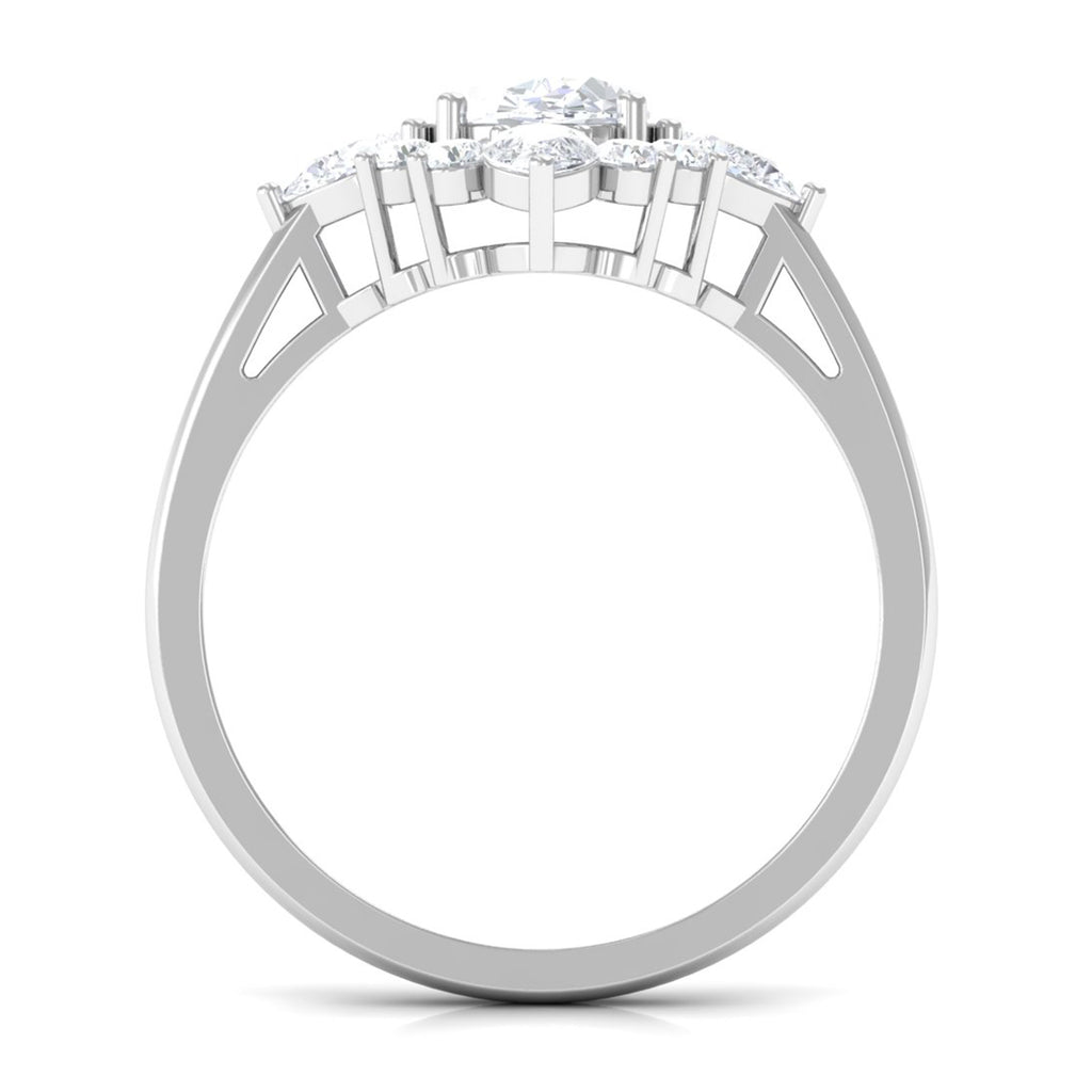 3 CT Oval Zircon Statement Engagement Ring in Gold Zircon - ( AAAA ) - Quality - Rosec Jewels