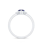 1 CT Heart Blue Sapphire Promise Ring with Diamond Accent Blue Sapphire - ( AAA ) - Quality - Rosec Jewels