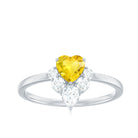 1 CT Yellow Sapphire Heart Engagement Ring with Moissanite Yellow Sapphire - ( AAA ) - Quality - Rosec Jewels