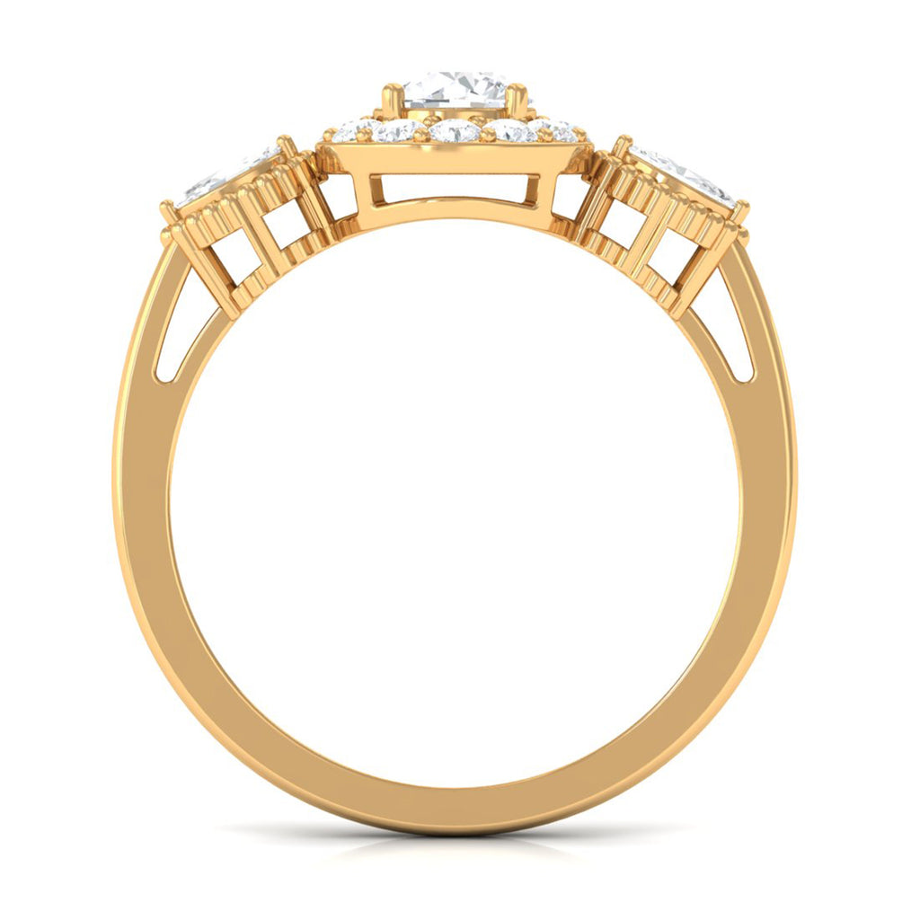 Classic Round Zircon Engagement Ring in Gold Zircon - ( AAAA ) - Quality - Rosec Jewels