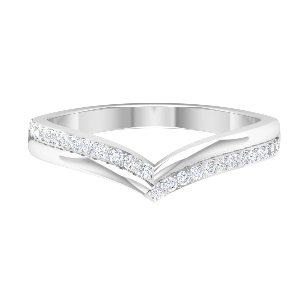Elegant Diamond Chevron Ring in Pave Setting for Women Diamond - ( HI-SI ) - Color and Clarity - Rosec Jewels