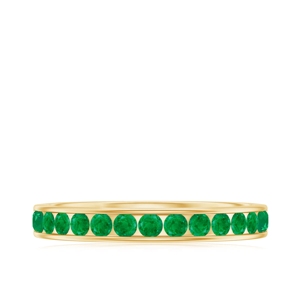 3/4 CT Channel Set Emerald Semi eternity Ring Emerald - ( AAA ) - Quality - Rosec Jewels