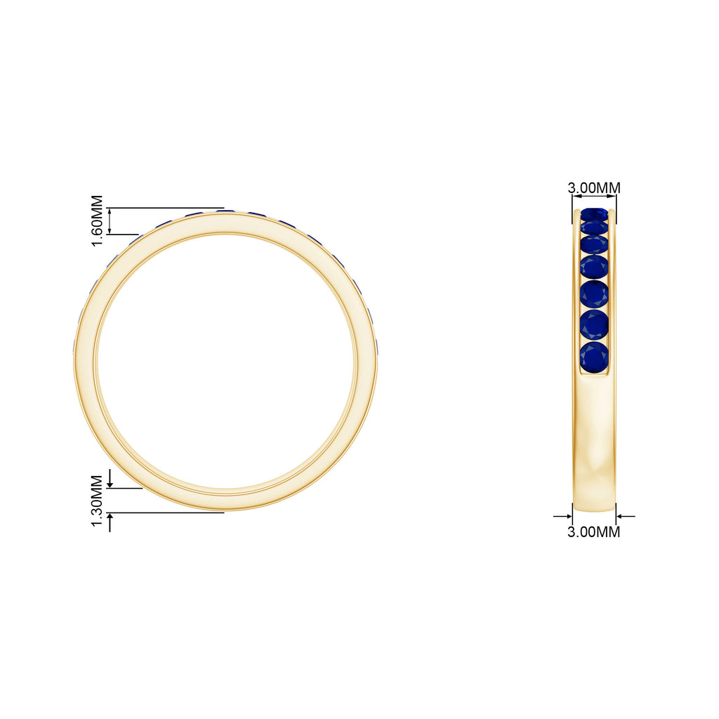 1/2 CT Channel Set Blue Sapphire Half Eternity Ring for Women Blue Sapphire - ( AAA ) - Quality - Rosec Jewels