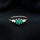3/4 CT Marquise Cut Emerald Cluster Ring with Diamond Emerald - ( AAA ) - Quality - Rosec Jewels