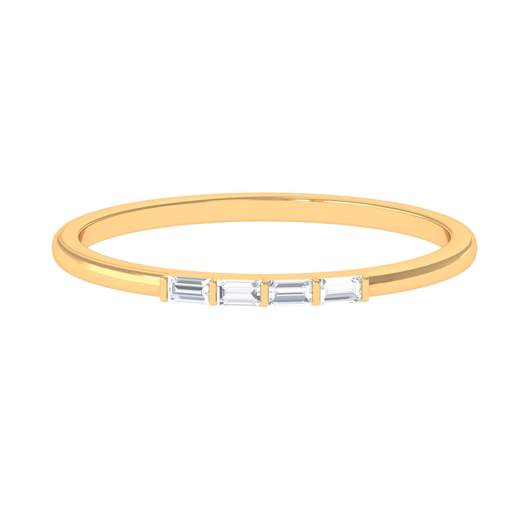 Baguette Cut Diamond Stackable Ring in Bar Setting Diamond - ( HI-SI ) - Color and Clarity - Rosec Jewels