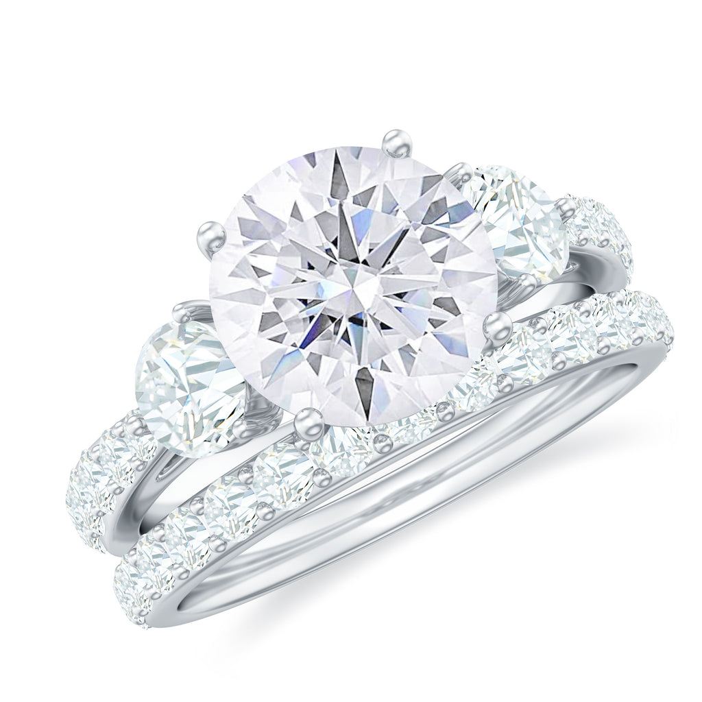 4.50 CT Round Moissanite Bridal Ring Set in Gold Moissanite - ( D-VS1 ) - Color and Clarity - Rosec Jewels