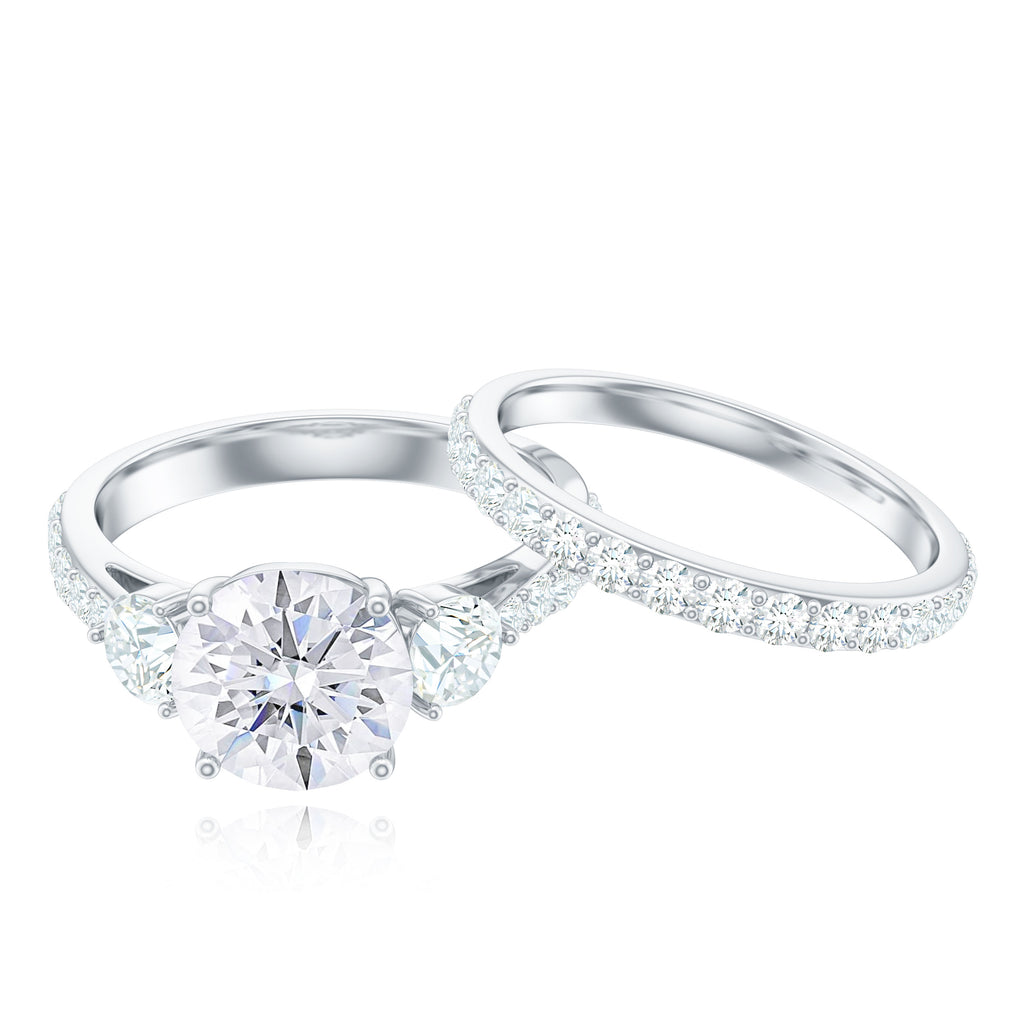 4.50 CT Round Moissanite Bridal Ring Set in Gold Moissanite - ( D-VS1 ) - Color and Clarity - Rosec Jewels