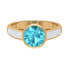 2.50 CT Bezel Set Swiss Blue Topaz Engagement Ring with Diamond Side Stones Swiss Blue Topaz - ( AAA ) - Quality - Rosec Jewels