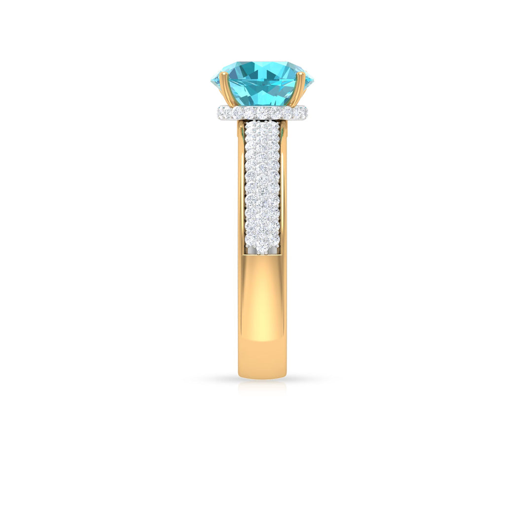 8 MM Round Shape Swiss Blue Topaz with Moissanite Swiss Blue Topaz - ( AAA ) - Quality - Rosec Jewels