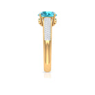 8 MM Round Shape Swiss Blue Topaz Solitaire Ring with Diamond Swiss Blue Topaz - ( AAA ) - Quality - Rosec Jewels