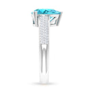 7X10 MM Pear Shape Swiss Blue Topaz Ring with Diamond Swiss Blue Topaz - ( AAA ) - Quality - Rosec Jewels
