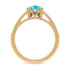 7X10 MM Pear Shape Swiss Blue Topaz Ring with Diamond Swiss Blue Topaz - ( AAA ) - Quality - Rosec Jewels