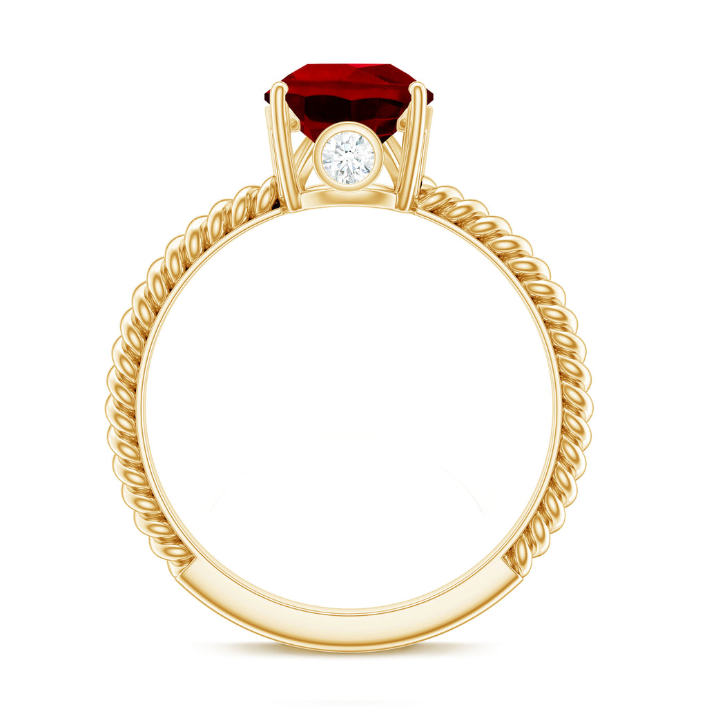 Pear Cut Created Ruby Solitaire Ring with Hidden Moissanite Lab Created Ruby - ( AAAA ) - Quality - Rosec Jewels