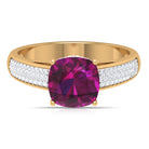 4 CT Solitaire Rhodolite and Diamond Ring with Hidden Halo Rhodolite - ( AAA ) - Quality - Rosec Jewels